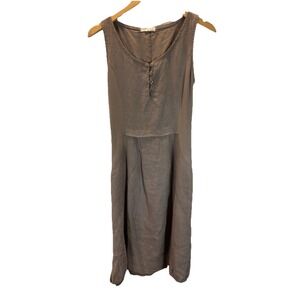 JMS Millenium sz SM 100% Linen Made in‎ Italy Boho midi tank dress tan lagenlook